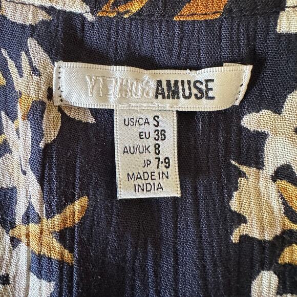 AMUSE Society | Black Floral Alana Maxi Dress Lace up Neck | Size Small - Picture 7 of 7